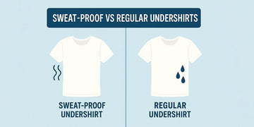 showing the difference between sweat proof undershirt and regular undershirt