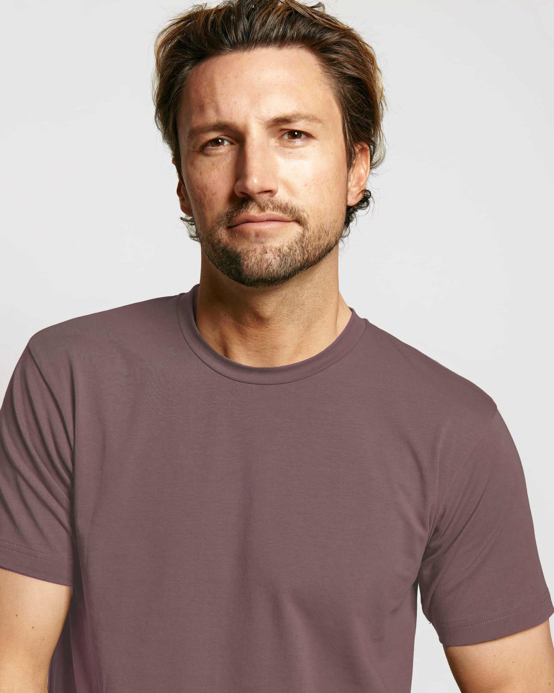 Model wearing Brick Red Sweat Proof T-shirt