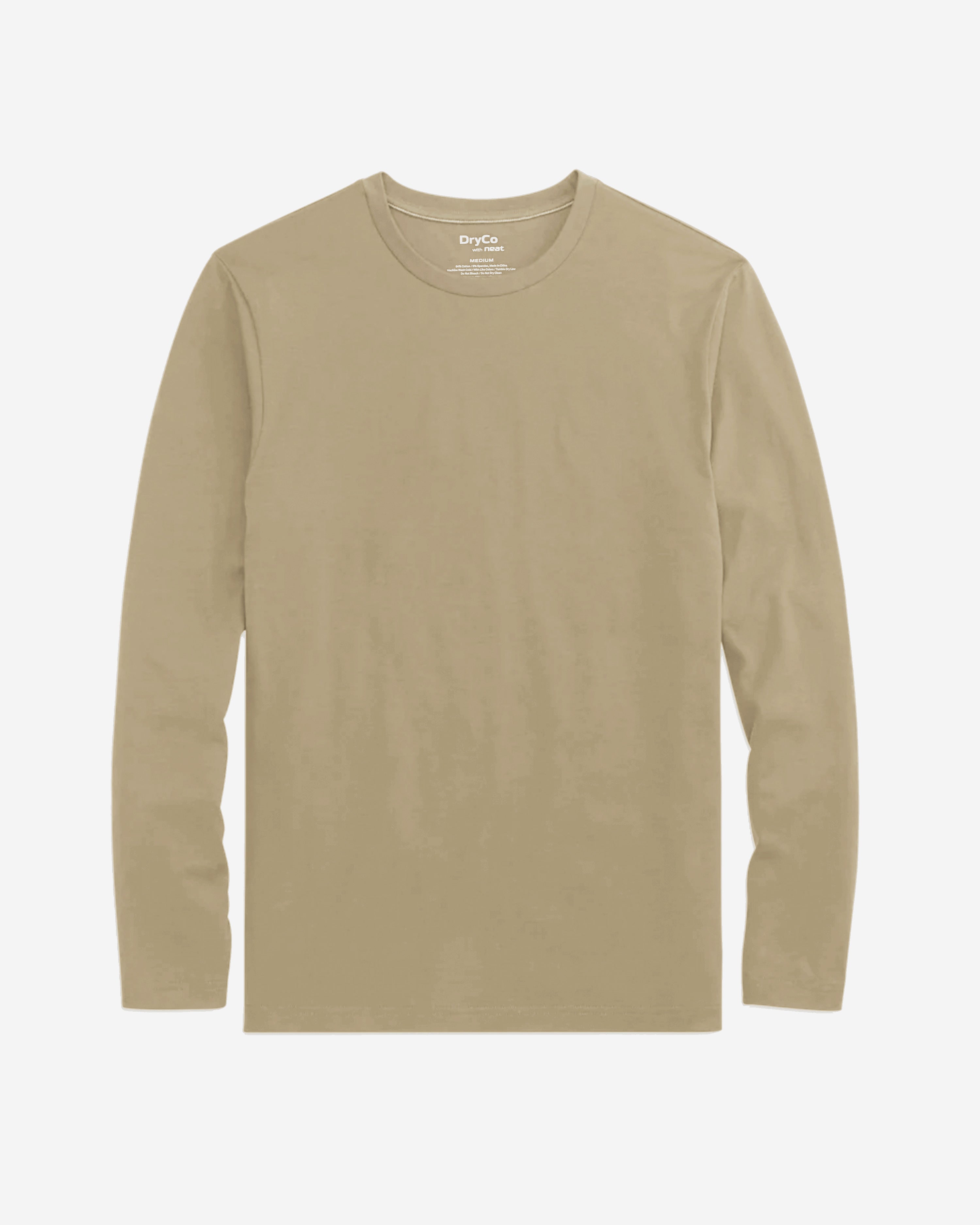 Smokey Taupe Neat Men's Sweat-Proof Long Sleeve Crew