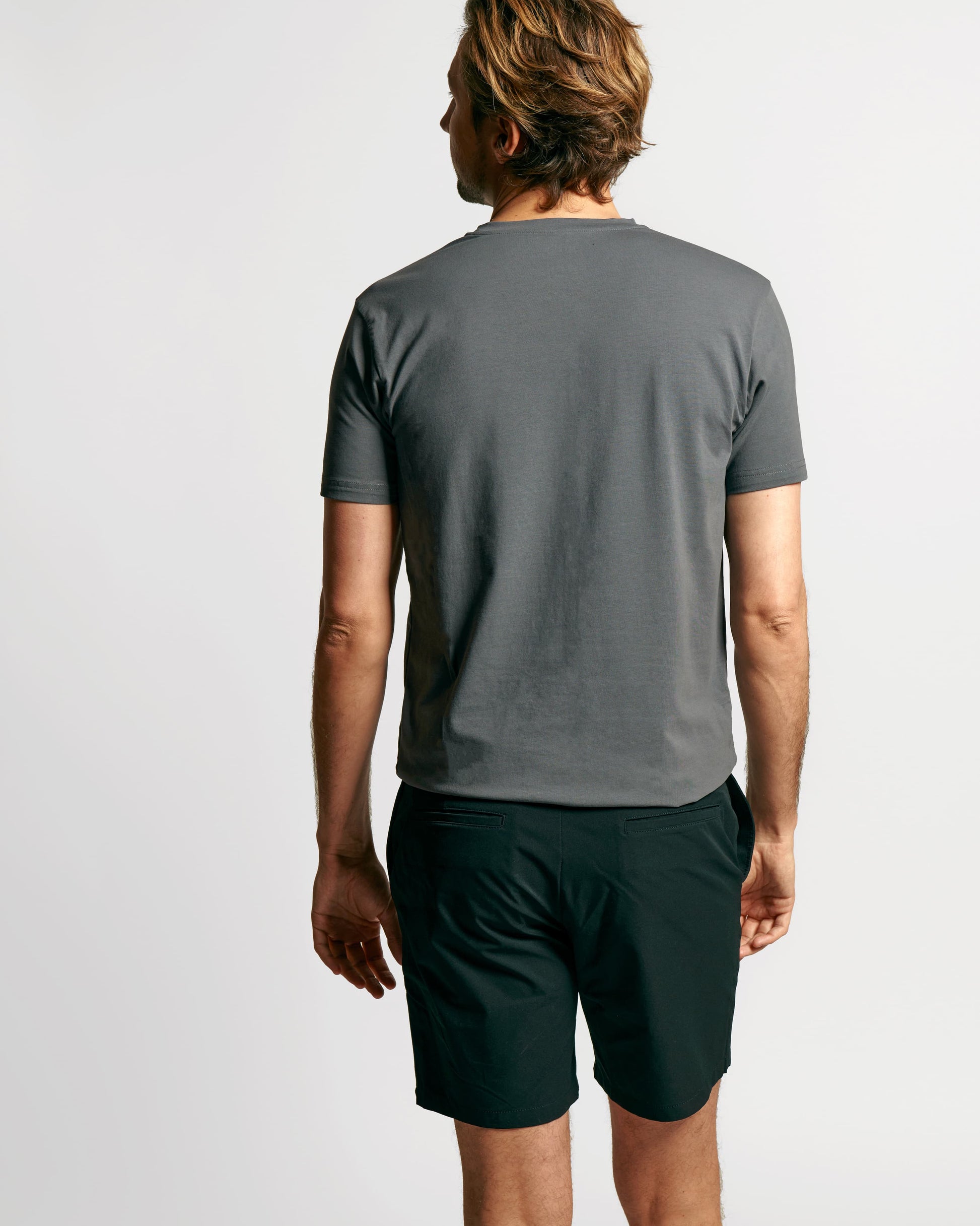 Model wearing Neat Sweat Proof Crew Neck PDP Grey