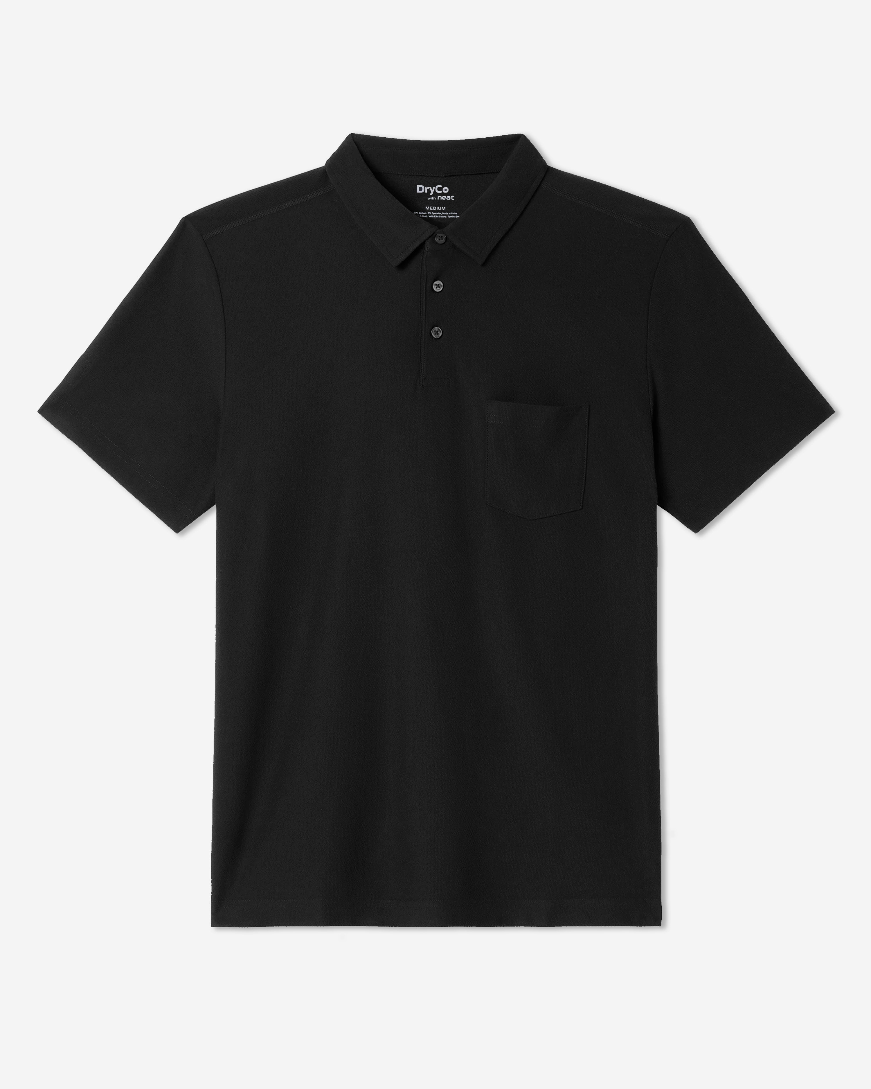 Black Neat Sweat-Proof Men's No-Show Polo T-Shirt