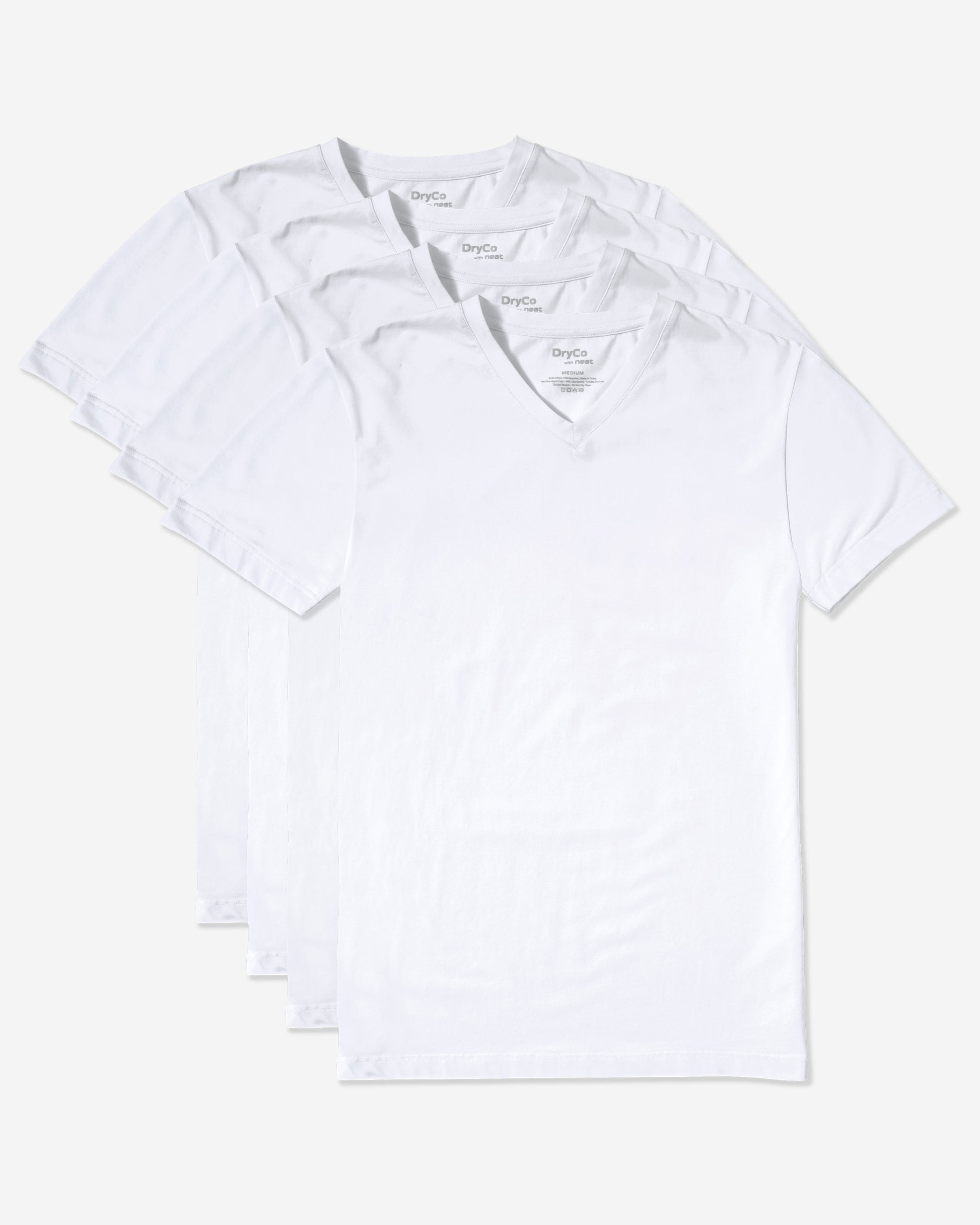 White Undershirt V Neck 4-Pack