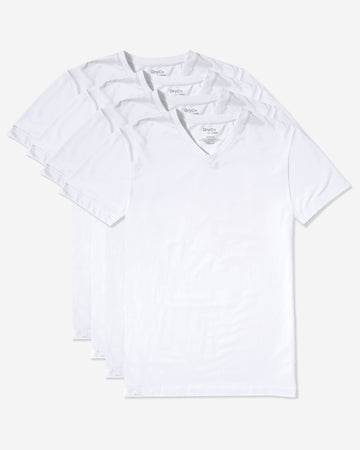White Undershirt V Neck 4-Pack