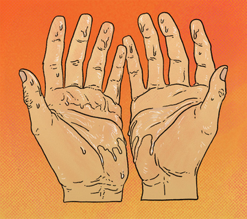 Two sweaty palms