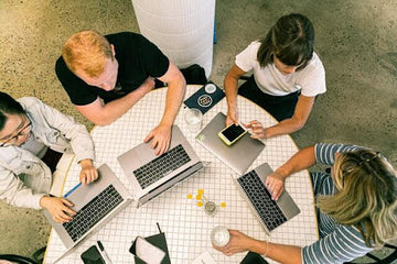 An image of a brainstorming session in an office