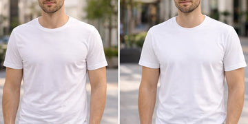Comparison between lightweight and structured midweight t-shirts in warm weather.