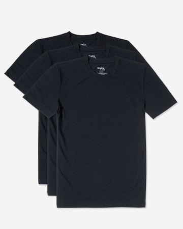 3 Black Crew Neck Sweat Proof T-Shirts - Save $22