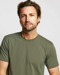 Model wearing Neat_Sweat-Proof_Crew-Neck Green T-shirt