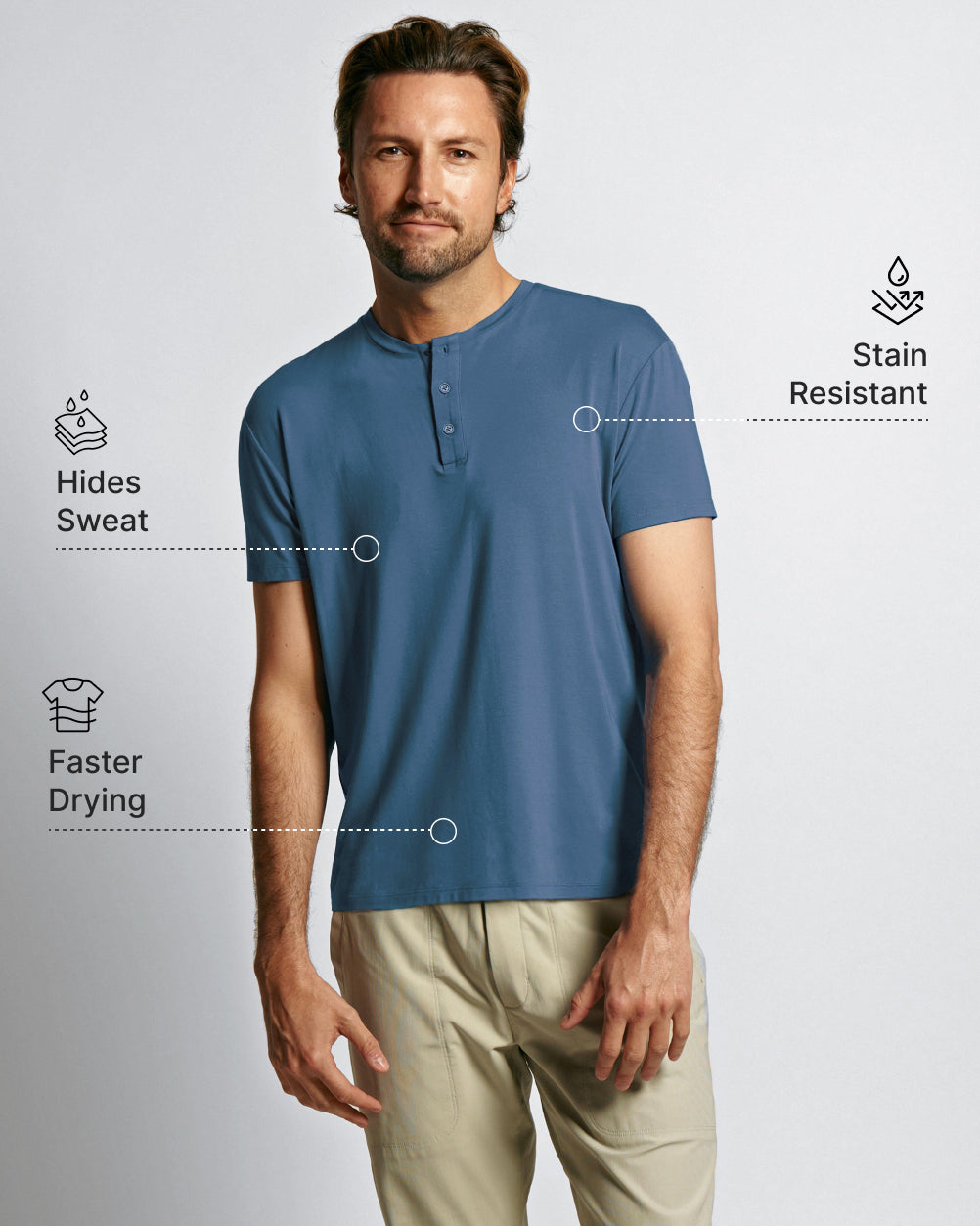T-shirt Anti-transpiration Homme FINN – Manches Courtes, Protection Aisselles Et Dos – Antibactérien