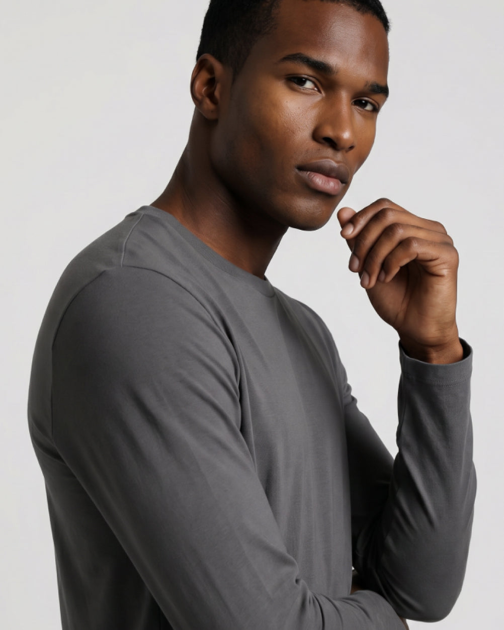 Stone Grey Neat Men's Sweat-Proof Long Sleeve Crew