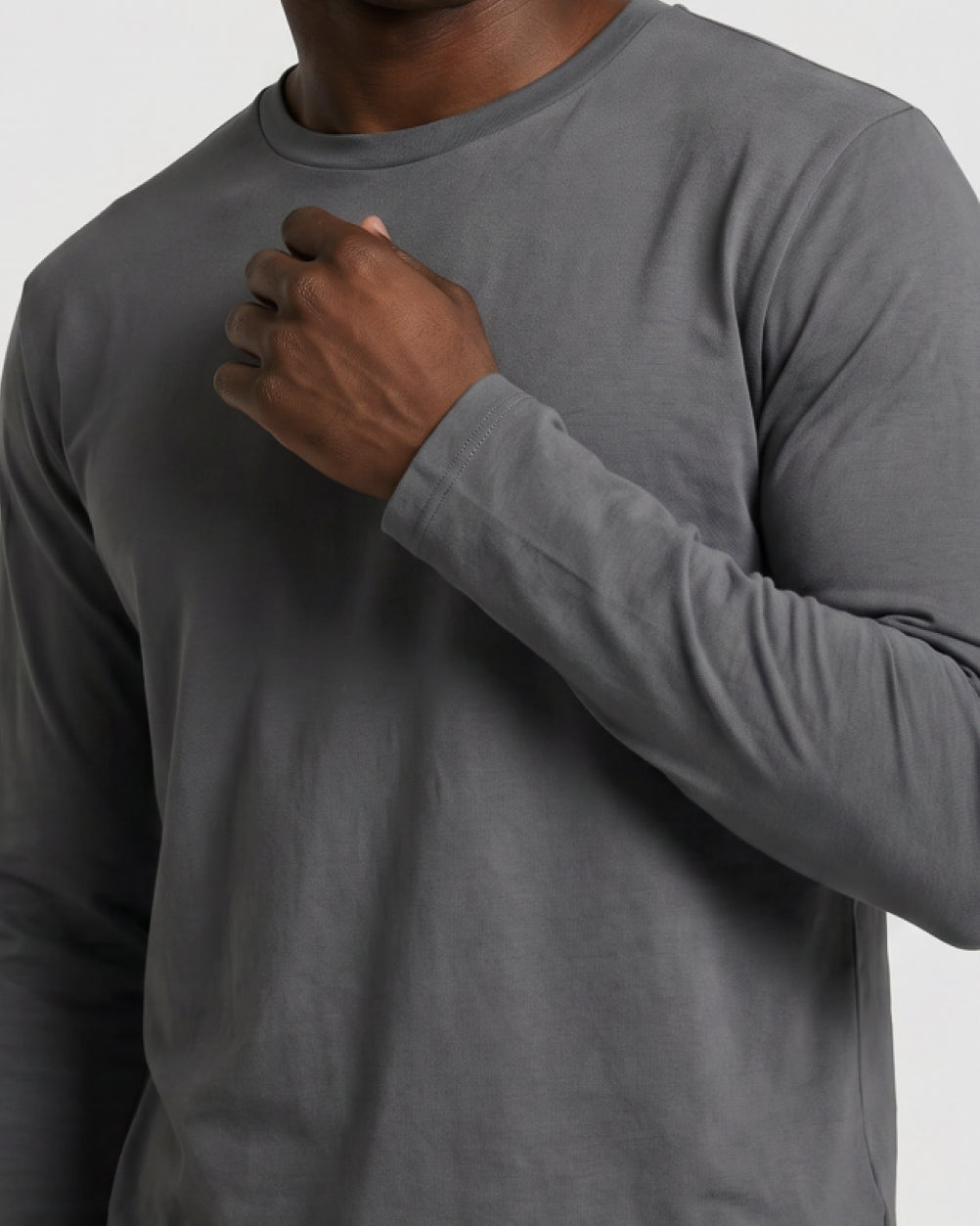 Stone Grey Neat Men's Sweat-Proof Long Sleeve Crew