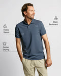 Neat Sweat Proof Short Sleeve Polo Blue with Feature Graphics