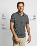 Neat Sweat Proof Short Sleeve Polo Grey with Feature Graphics
