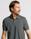 Model wearing Neat Sweat Proof Short Sleeve Polo PDP Grey
