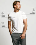 Model wearing Neat Sweat Proof Crew Neck Undershirt White