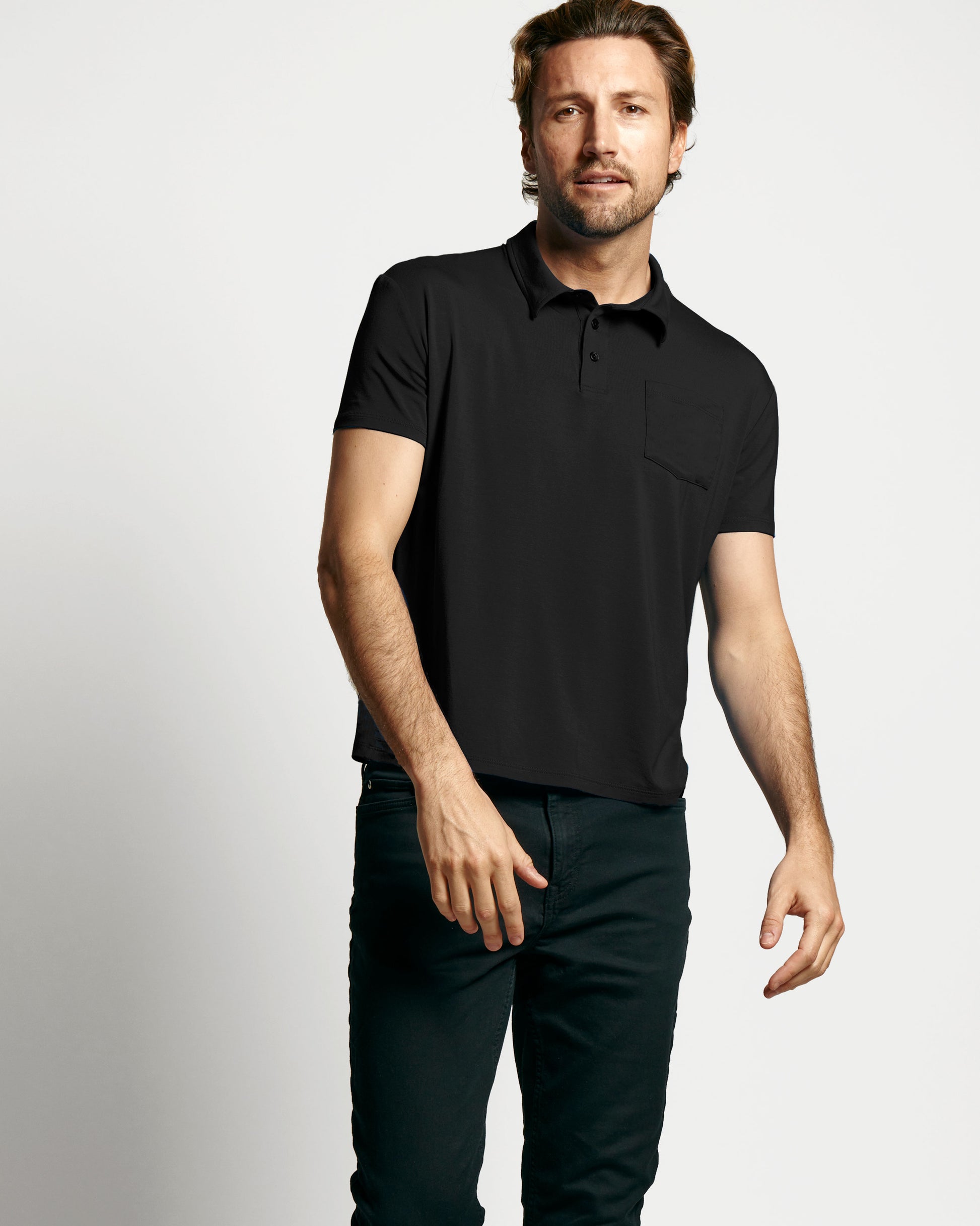 Model with Polo T-shirt