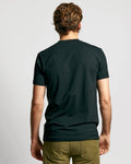 Back view of the black crew-neck shirt from the Black Crew + V-Neck Bundle on a male model
