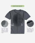 Infographic showing Neat maze fabric spreads moisture inside a shirt to dry faster than regular shirts
