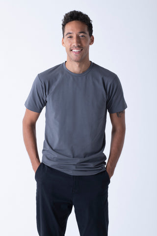 model with gray anti-sweat t-shirt 